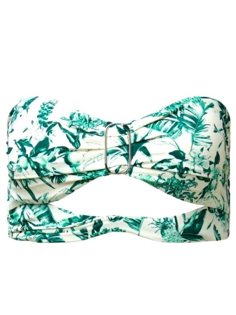NWT Onia Lara Bikini Top Forest Green Multi Bandeau - Picture 5 of 5